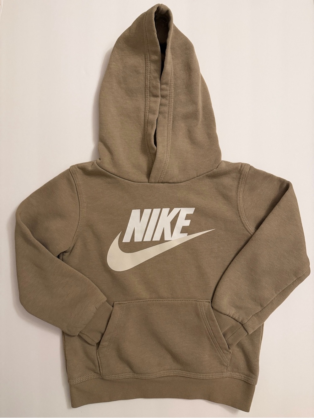 Nike Kids Olive Green Pullover Hoodie with White Logo